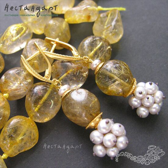 Кварц натуральный рутиловый (волосатик) Pebbles 14-17 мм, изображение 2