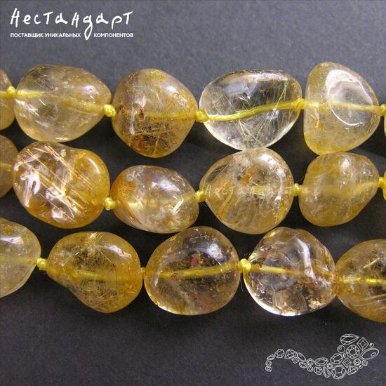 Кварц натуральный рутиловый (волосатик) Pebbles 14-17 мм, изображение 4