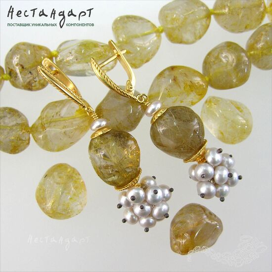 Кварц натуральный рутиловый (волосатик) Pebbles 14-17 мм, изображение 5