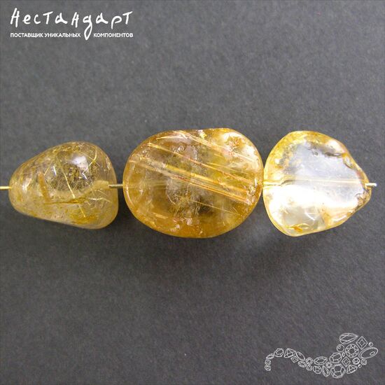 Кварц натуральный рутиловый (волосатик) Pebbles 14-17 мм, изображение 6