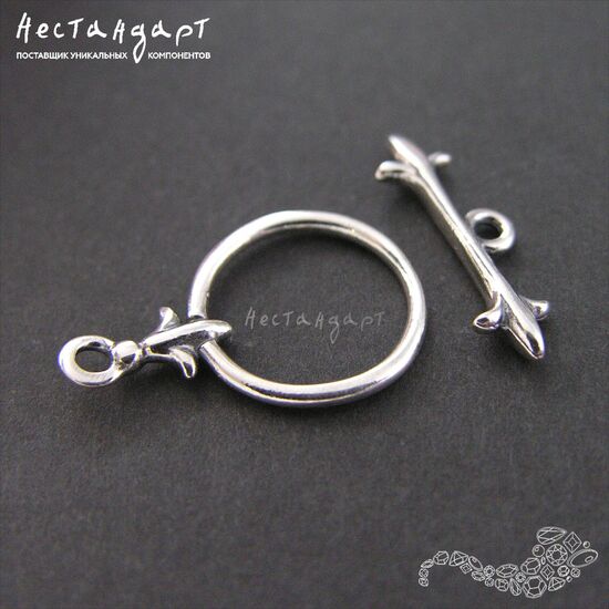 Замок-тогл Knightly Lily Silver Plated, Размер: 12 мм