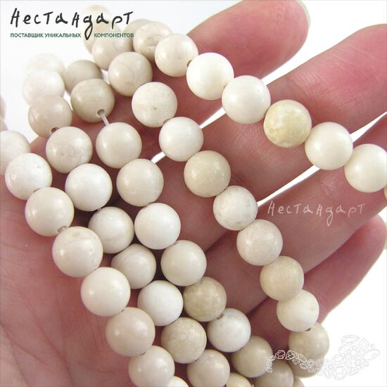 Кахолонг натуральный гладкий 8,5 мм (уп. 10 шт.), изображение 3