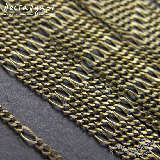 Цепочка Long&Short Antique Bronze 1,7х4 мм (уп.57 см), изображение 3