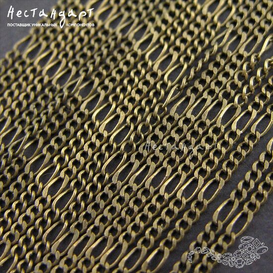 Цепочка Long&Short Antique Bronze 1,7х4 мм (уп.57 см), изображение 4