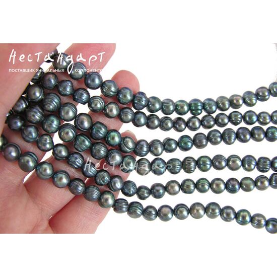 Жемчуг натуральный Doublet Rainbow 7 мм (нить 8 см), изображение 2