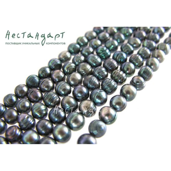 Жемчуг натуральный Doublet Rainbow 7 мм (нить 8 см), изображение 4