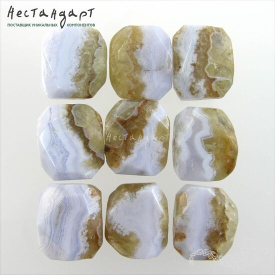 Агат натуральный голубой Octagon 24х20 мм, изображение 4