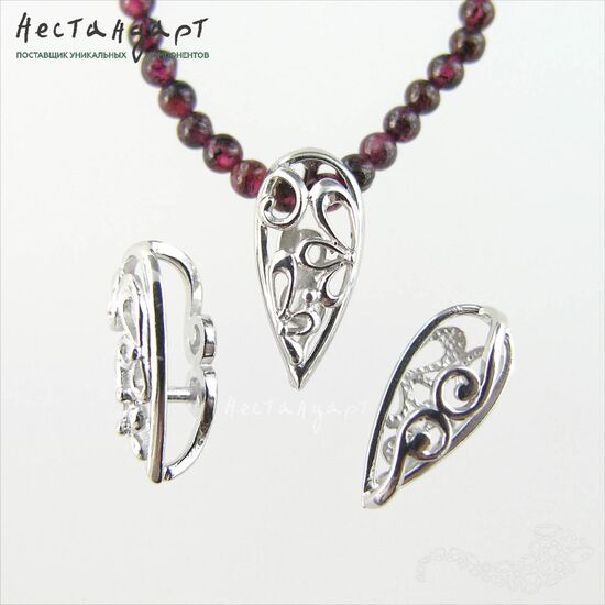 Бейл-держатель для кулона Gocce Sterling Silver Rhodium Plated 14х6 мм