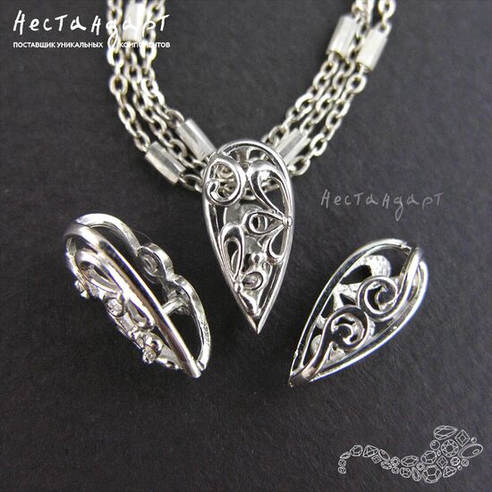 Бейл-держатель для кулона Gocce Sterling Silver Rhodium Plated 14х6 мм, изображение 3