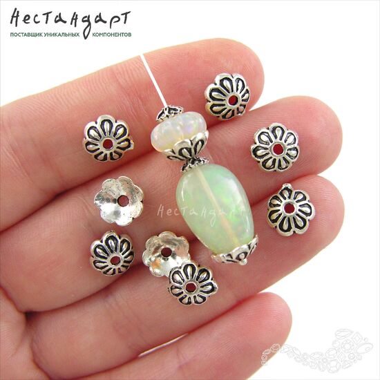 Чашечки для бусин Fiore Sterling Silver 8х4 мм, изображение 2