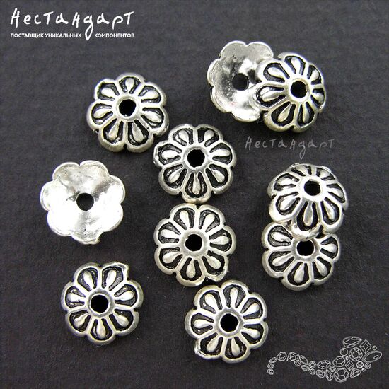 Чашечки для бусин Fiore Sterling Silver 8х4 мм, изображение 3