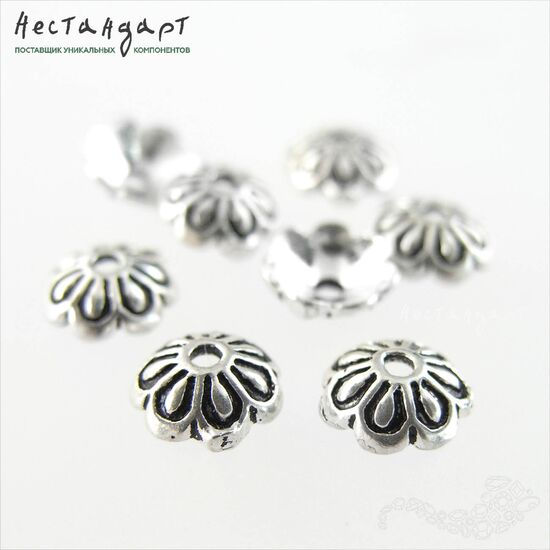 Чашечки для бусин Fiore Sterling Silver 8х4 мм, изображение 4