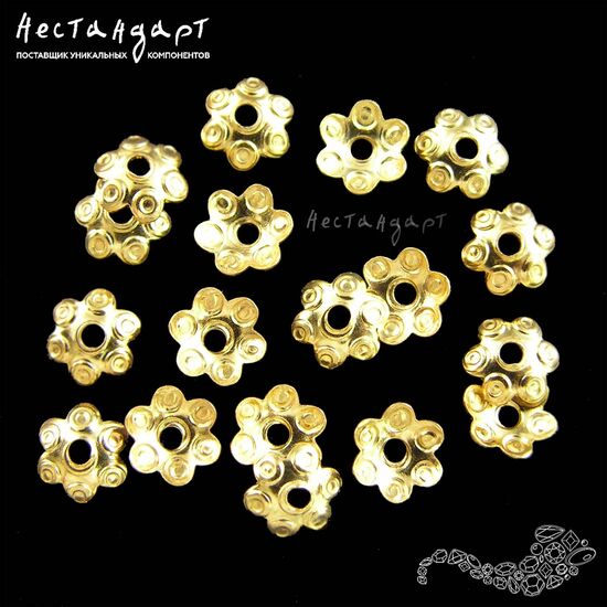 Чашечки для бусин Gold Stamp Vermeil Sterling Silver 5х1,5 мм (уп. 6 шт.)