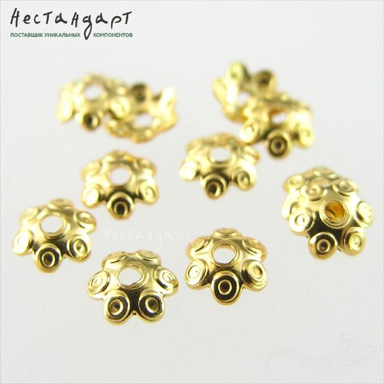 Чашечки для бусин Gold Stamp Vermeil Sterling Silver 5х1,5 мм (уп. 6 шт.), изображение 4