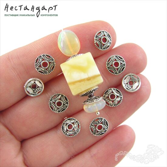 Чашечки для бусин Asian Sterling Silver 8х2 мм, изображение 2