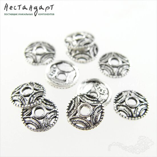 Чашечки для бусин Asian Sterling Silver 8х2 мм, изображение 4