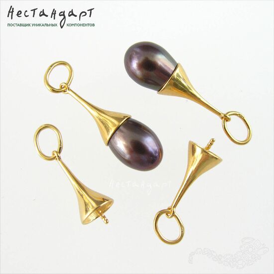 Подвеска со штифтом Teardrop Vermeil Sterling Silver 16 мм