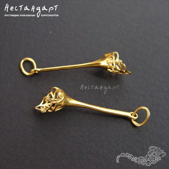 Подвеска со штифтом Elvish Vermeil Sterling Silver 31х8 мм, изображение 3