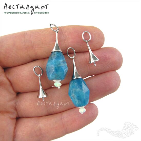 Подвеска со штифтом Teardrop Sterling Silver Rhodium Plated 16 мм, изображение 2