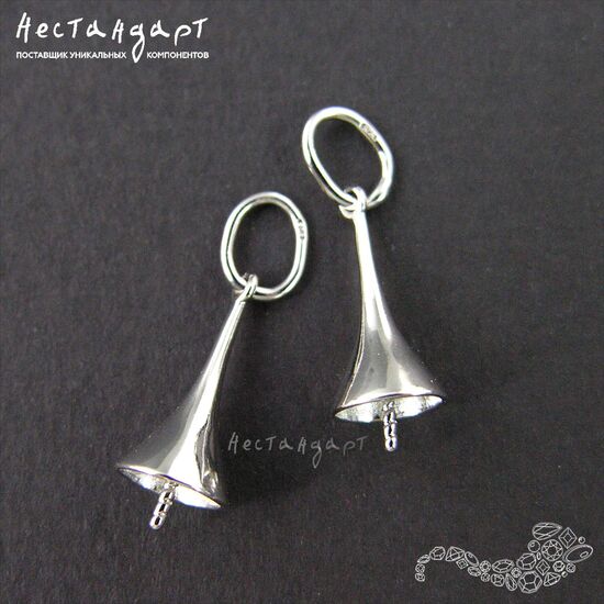 Подвеска со штифтом Teardrop Sterling Silver Rhodium Plated 16 мм, изображение 3