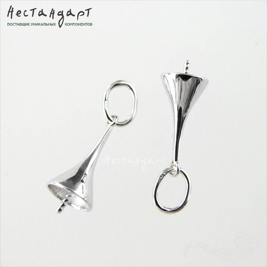 Подвеска со штифтом Teardrop Sterling Silver Rhodium Plated 16 мм, изображение 4