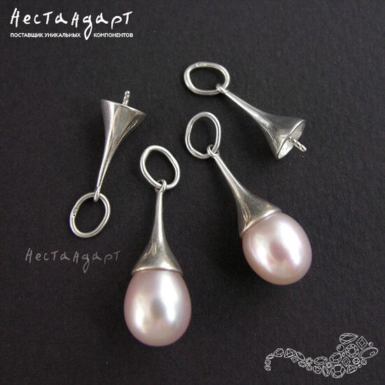 Подвеска со штифтом и кольцом Teardrop Sterling Silver 16 мм