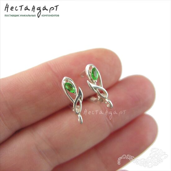 Швензы Fiore Chromdiopside Sterling Silver 14,5х5 мм (пара), изображение 2