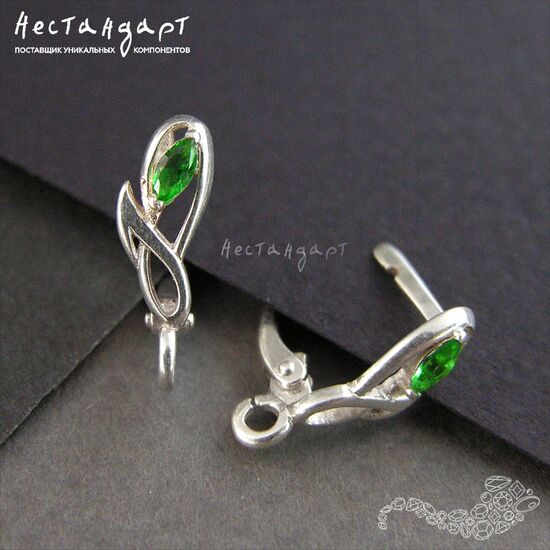 Швензы Fiore Chromdiopside Sterling Silver 14,5х5 мм (пара), изображение 3