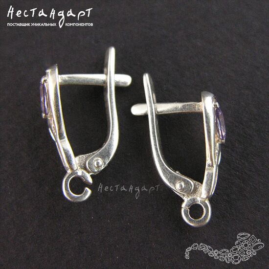 Швензы Fiore Amethyst Sterling Silver 15х5 мм (пара), изображение 3