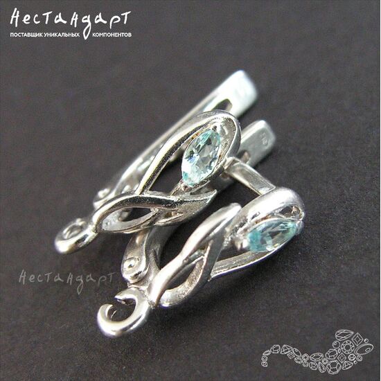 Швензы Fiore Topaz Sterling Silver 15х5 мм (пара), изображение 3