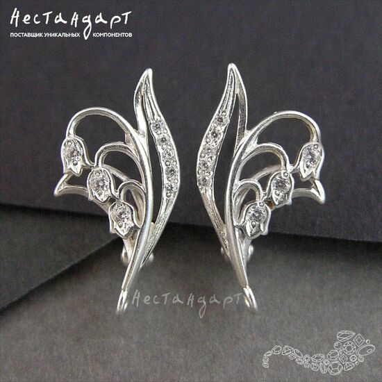 Швензы May-Lily Sterling Silver Rhodium Plated 19х10 мм (пара)