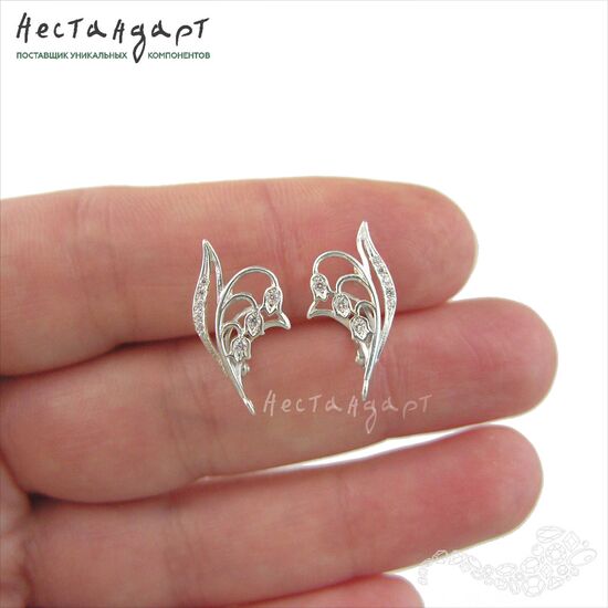 Швензы May-Lily Sterling Silver Rhodium Plated 19х10 мм (пара), изображение 2