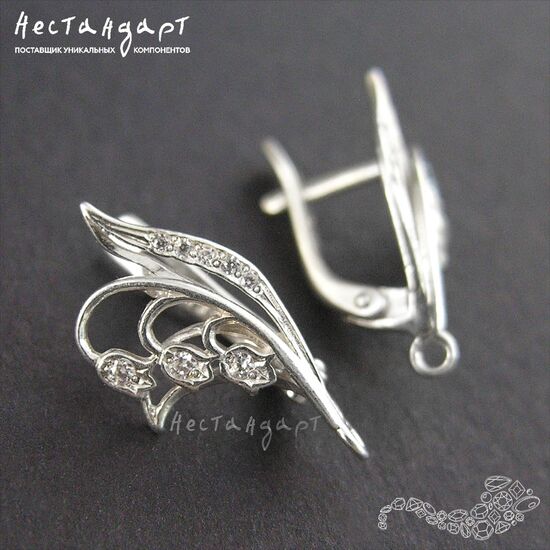 Швензы May-Lily Sterling Silver Rhodium Plated 19х10 мм (пара), изображение 3