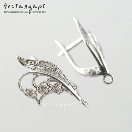 Швензы May-Lily Sterling Silver Rhodium Plated 19х10 мм (пара), изображение 4