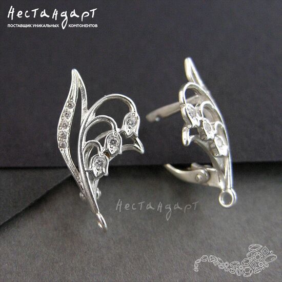 Швензы May-Lily Sterling Silver Rhodium Plated 19х10 мм (пара), изображение 5