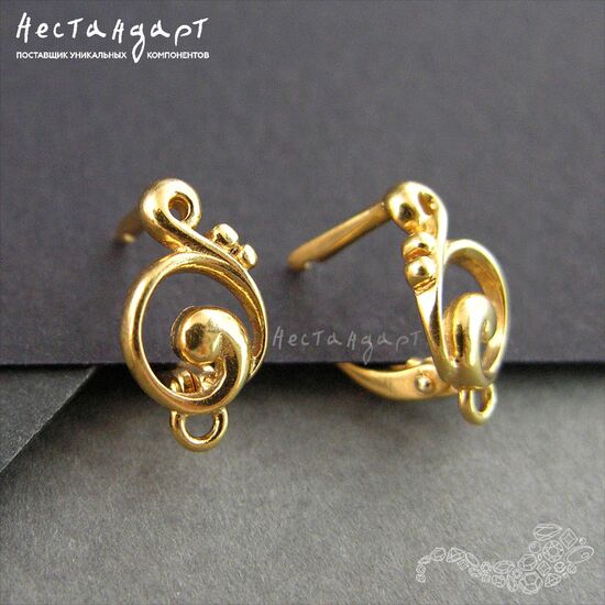 Швензы Music Vermeil Sterling Silver 13х7,5 мм (пара), изображение 3