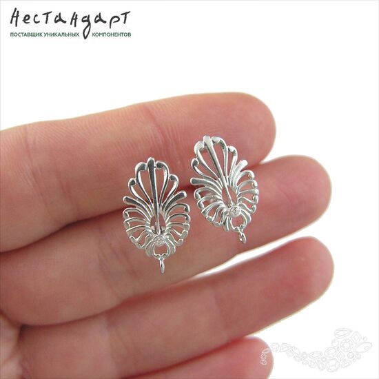 Швензы Winteraster Sterling Silver Rhodium Plated 19х11 мм (пара), изображение 2