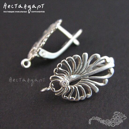 Швензы Winteraster Sterling Silver Rhodium Plated 19х11 мм (пара), изображение 3