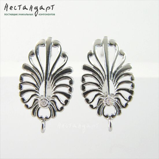 Швензы Winteraster Sterling Silver Rhodium Plated 19х11 мм (пара), изображение 4