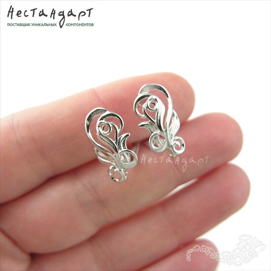 Швензы Fairy Elf Sterling Silver Rhodium Plated 18х9 мм (пара), изображение 2