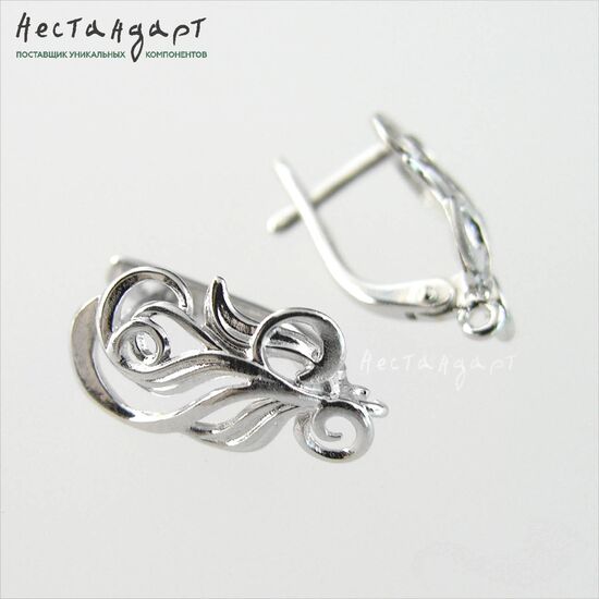 Швензы Fairy Elf Sterling Silver Rhodium Plated 18х9 мм (пара), изображение 3