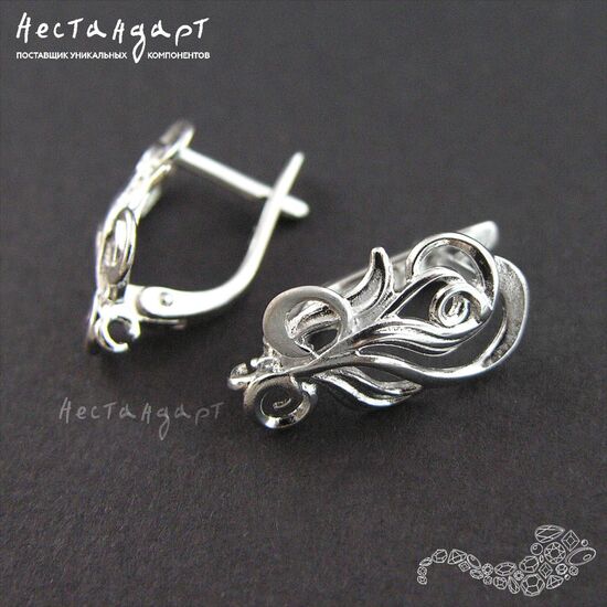 Швензы Fairy Elf Sterling Silver Rhodium Plated 18х9 мм (пара), изображение 4