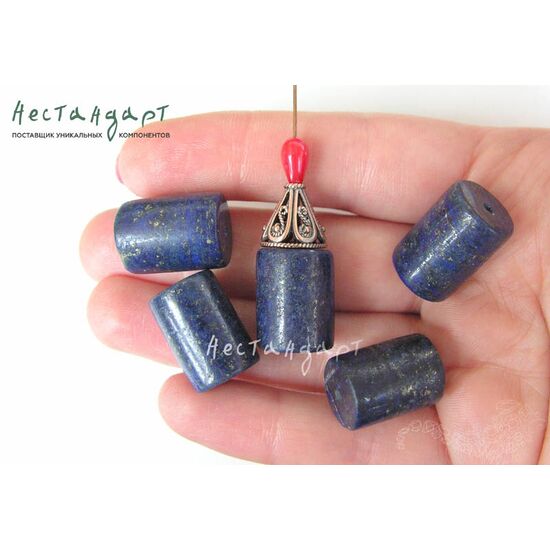 Лазурит натуральный Blue Cylinder 12-13х7-8 мм (уп.6 шт.), изображение 3