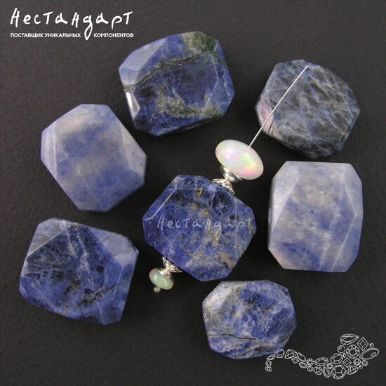 Содалит натуральный Octagon 23-25х20 мм, изображение 2