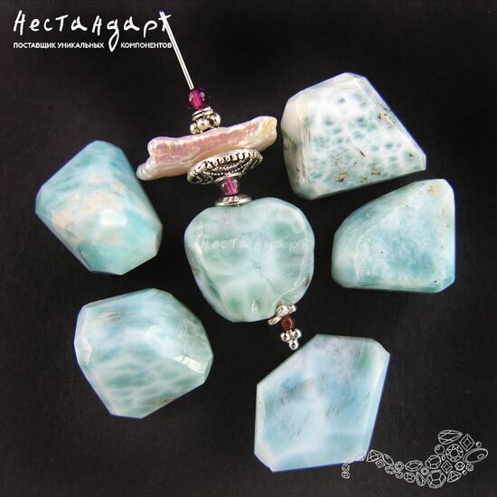 Ларимар натуральный Gross Cut 13-18 мм, изображение 3