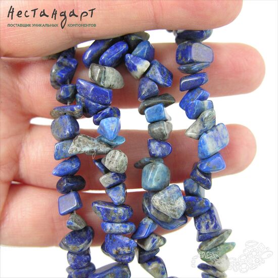Лазурит натуральный галтовка 6-12 мм (нить 20 см), изображение 2