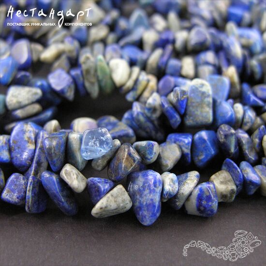Лазурит натуральный галтовка 6-12 мм (нить 20 см), изображение 3