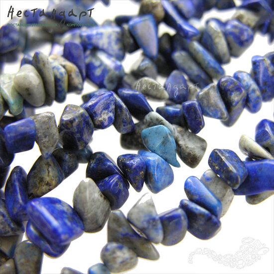 Лазурит натуральный галтовка 6-12 мм (нить 20 см), изображение 4