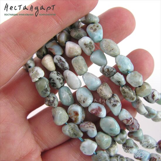 Ларимар натуральный Free Form 10х8 мм (нить 10 см), изображение 2