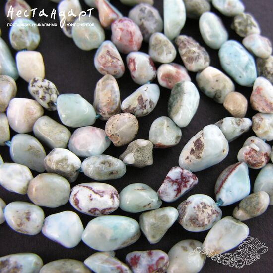 Ларимар натуральный Free Form 10х8 мм (нить 10 см), изображение 3